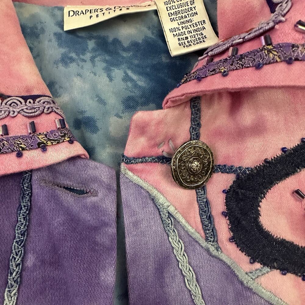 Drapers Damons Womens Vintage 90s Embellished Jacket Size L P Pink Hearts Beaded - Picture 8 of 14